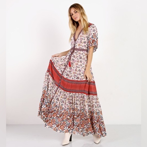 EUC Spell & The Gypsy Collective Rosewood Elle Gown Maxi Dress/Duster - Picture 3 of 17